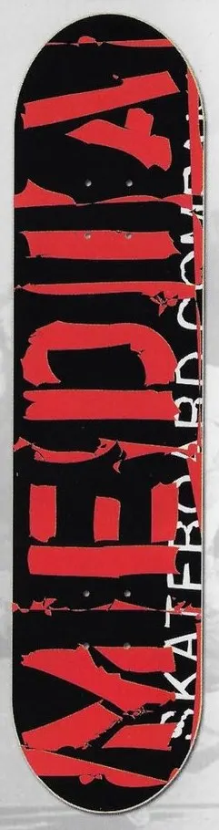 Media Hesh Logo (Red) deck in the Media Skateboards Spring 2003 Catalog
