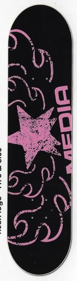 Media Star Logo (Pink) deck in the Media Skateboards Spring 2003 Catalog