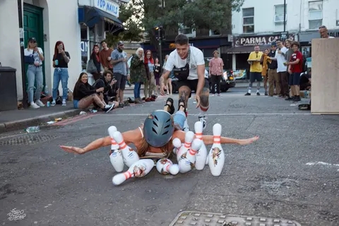 Street bowling at the launch party, 28 July 2018 by Three Amigos collabs
