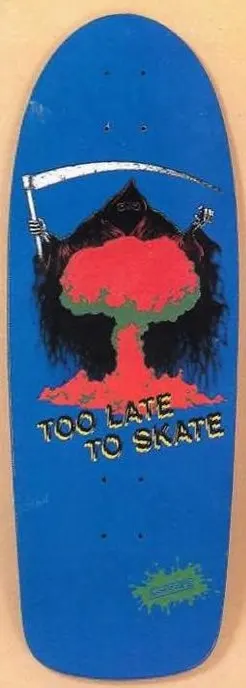 Kryptonics Too Late To Skate deck in the Sure Grip International 1985