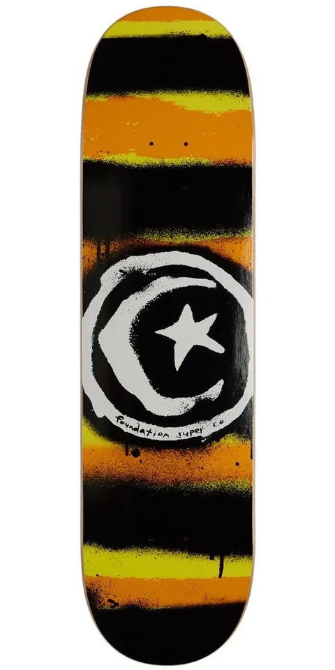 Foundation Star And Moon Distressed - Mustard Stripe deck