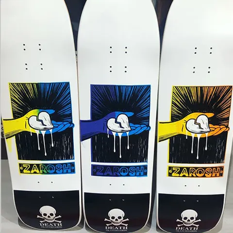 Death Skateboards Death Zarosh Heart 9 Hand Screened Pool - White - Death Skateboards deck