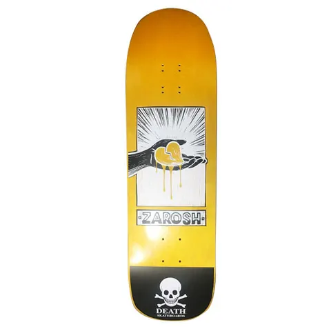 Death Skateboards Death Zarosh Heart 9 Hand Screened Pool - Yellow - Death Skateboards deck