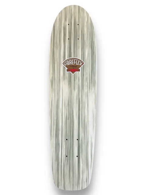 G&S Fibreflex TeamRider - Green Abstract skateboard deck: Old-school cruiser shape with a soft, streaked green and white grain effect along its length, and a small brown fan-shaped Fibreflex Skateboard badge near the top.