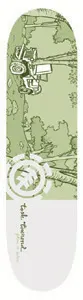 Element Tosh Townend The Day After skateboard deck: Pale green line illustration of a digger or tractor among felled trees in woodland, fading to a plain white lower half. Element logo in white and a handwritten Tosh Townend signature near the bottom.