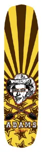 Black Label Jason Adams Shovel Head skateboard deck: Brown and yellow sunburst background with a cowboy-hatted face above two crossed shovels, in the manner of a skull and crossbones. Stars fill the lower half and ADAMS is printed across the bottom.