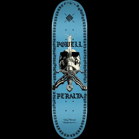 Powell Peralta Skull And Sword Chainz Blue - Shape 249 deck