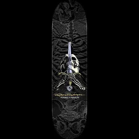 Powell Peralta Rodriguez Skull and Sword Grey/Black - Shape 245 deck