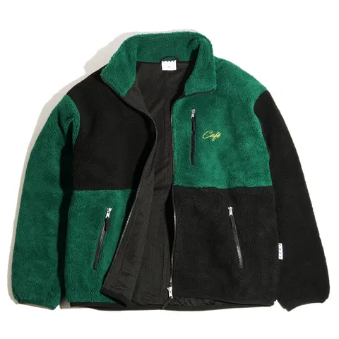 Skateboard Cafe Check Full Zip Fleece Forest Green / Black / Gold deck